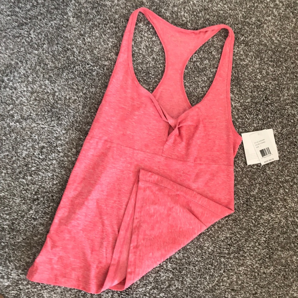 beyond Yoga So Twisted Tank in Heatwave color L